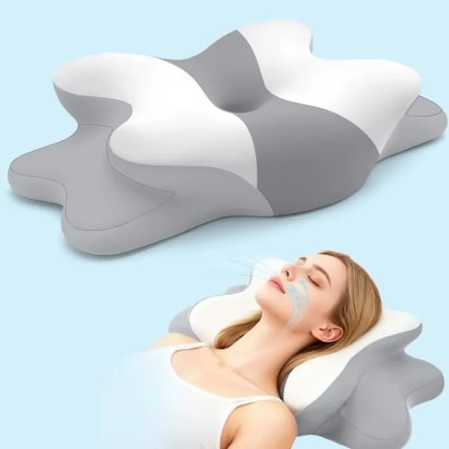 

Sleep Apnea Pillow with Neck Pain and Snoring Relief -Orthopedic Cervical Pillow, Ergonomic Contour Memory Foam for Side, Back,