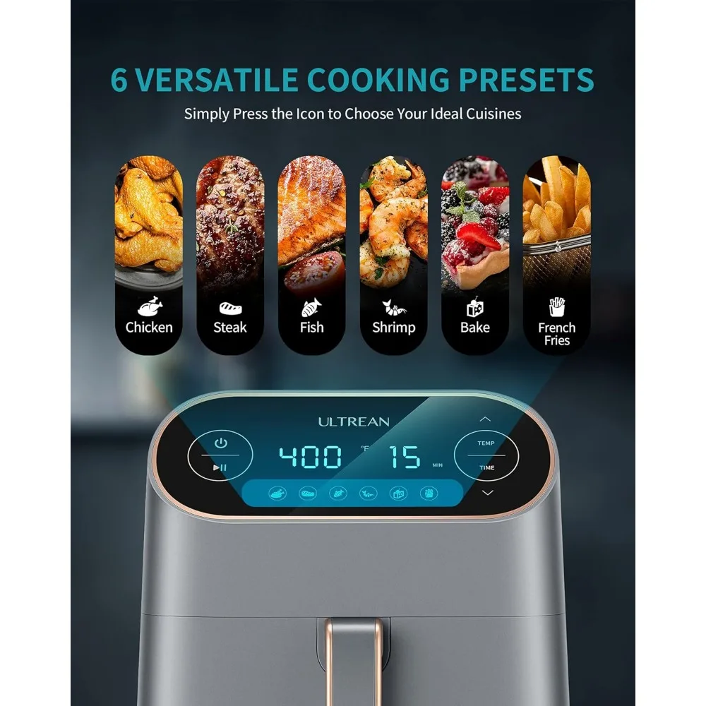 Air Fryer, 9 Quart 6-in-1 Electric Hot XL Airfryer Oven Oilless Cooker, Large Family Size LCD Touch Control Panel and Nonstick