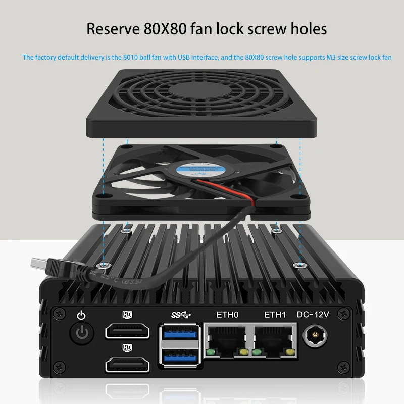 X86 P5 Mini PC senza ventola Firewall Router 12th Gen Intel N305 DDR5 4800MHz 2x i226-V 2.5G LAN HDMI2.1 Proxmox Server