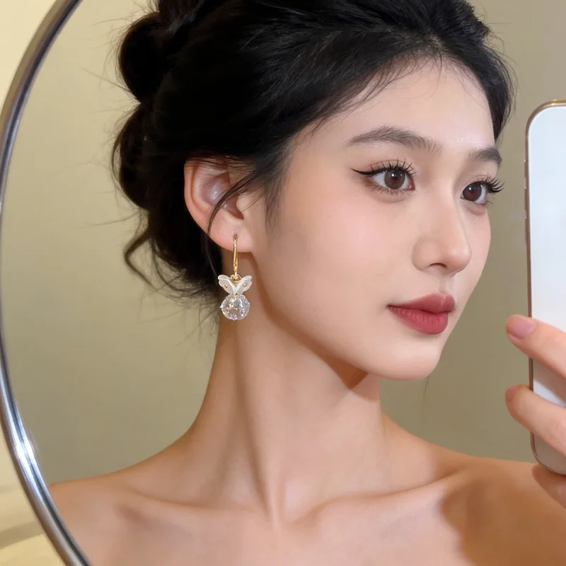 1 Pair Super Divine Sweet Blossom Ear Hook High-End Flowing Tassel Earrings