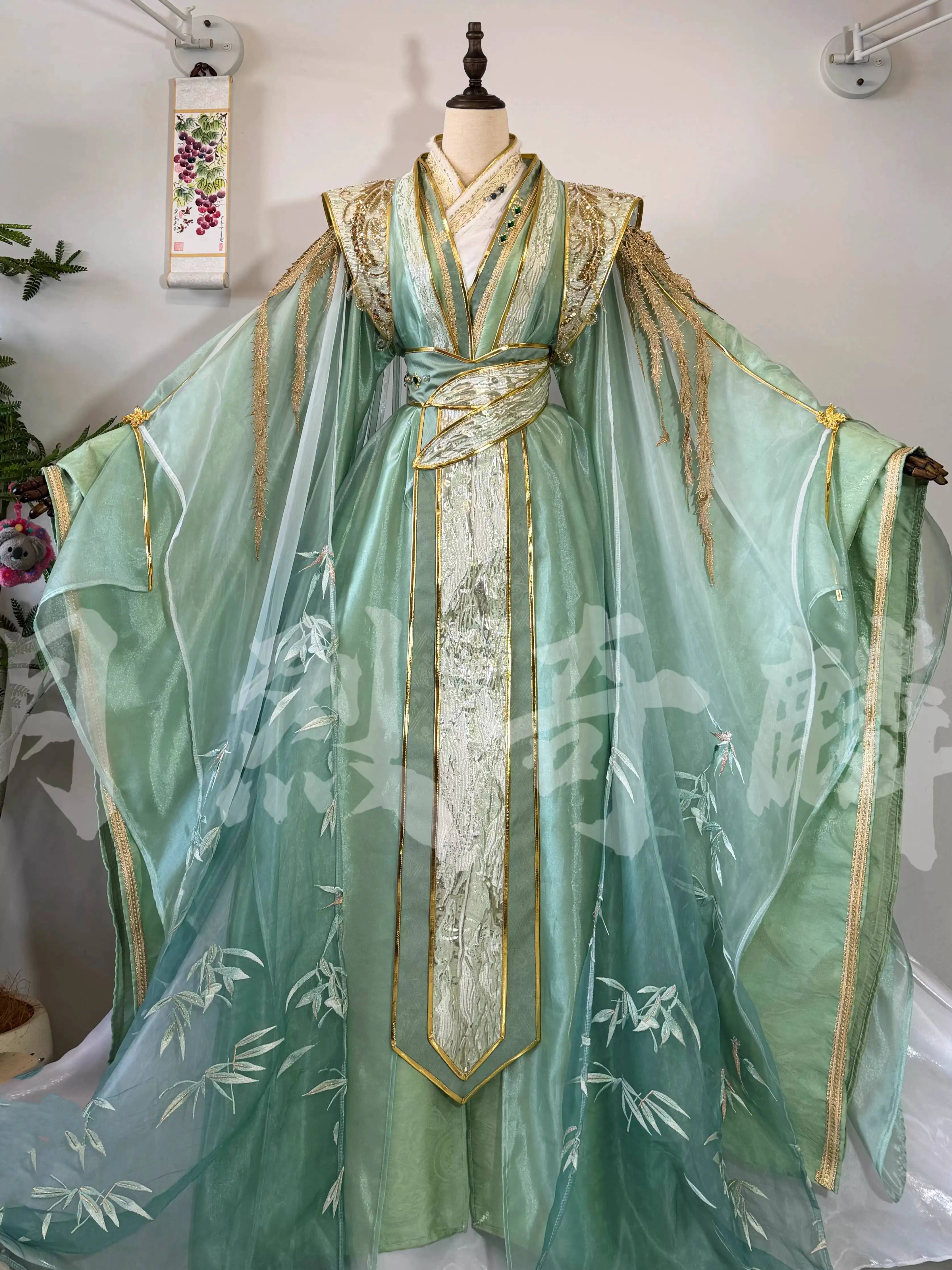 Anime The Scum Villain's Self-Saving Shen Qingqiu Cosplay-Kostüm Grünes Antikes Hanfu Shi Qingxuan Qi Rong Komplettes Set Cosplay Maßanfertigung