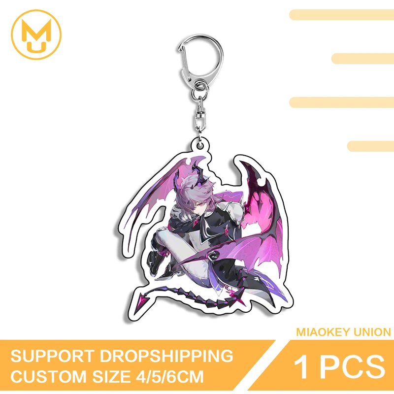 Purple Style Genshin Impact Durin Sitting Posture Anime Character Circle Playful Double Sided Keyring Exquisite Costumes Jewelry