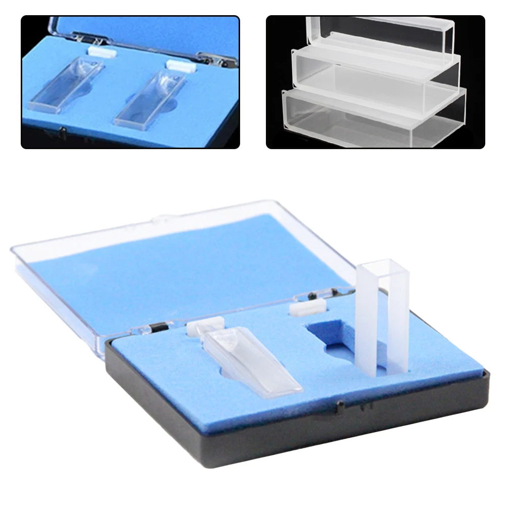 2PCS Quartz Cuvette Cells With Lid 5-50mm Path Length For Spectrophotometer Lab Laboratory Infrared Spectroscopy Instruments