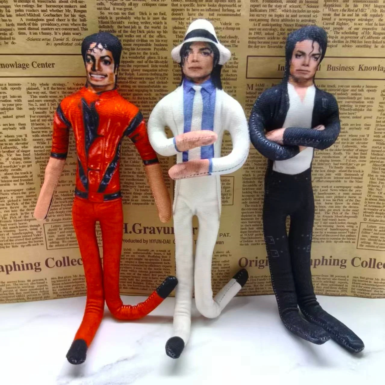Vintage MJ Michael Jackson Cosplay Prop Doll Bendable Wire Frame Adjustable Posture Plush Figure Home Decor Fans Collection Gift image 2