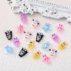 50Pcs New Cute Resin Mini Sanrio Cartoon Rabbit Suit Flat Back Stone Figurines DIY Wedding Scrapbook Manicure Accessories