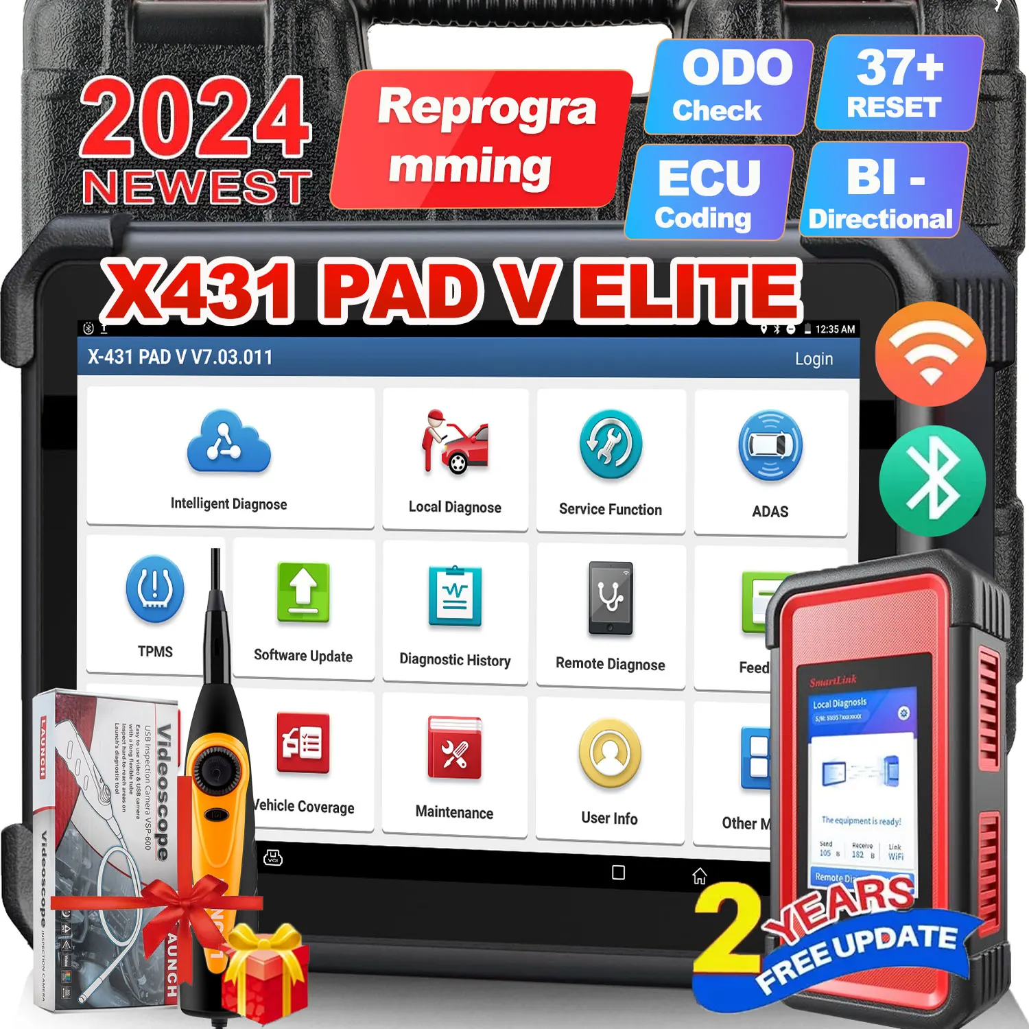 [ALL ine one ]LAUNCH X431 PAD V Elite,ECU Reprogramming Tool, J2534/RP1210/D-PDU/Do-IP/CANFD PK PAD 7 PADVII Car Diagnostic Tool