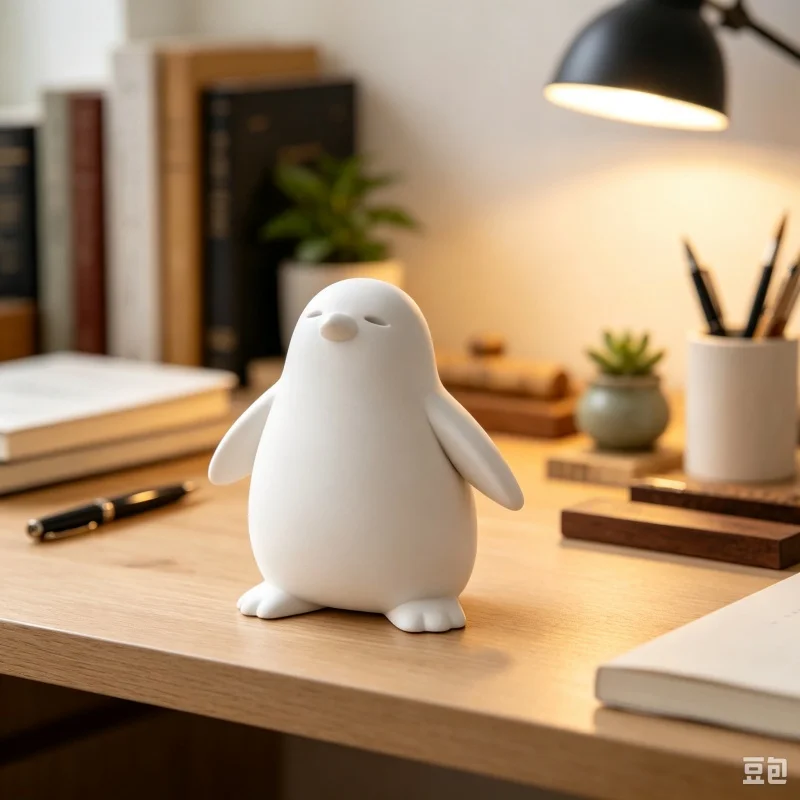 3D Printed Chubby Penguin Cute Proud Penguin Figurine, Minimalist Desktop Ornament, Plastic Lovely Animal Tabletop Decor