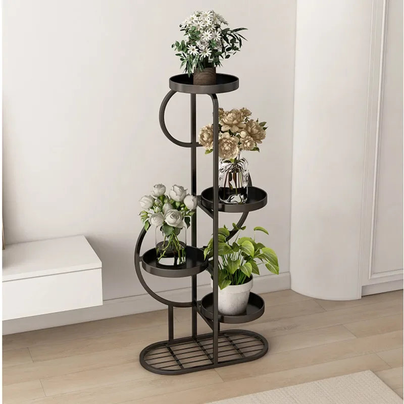 Multi-layer Ironwork Flower Rack Plus Coarse Carbon Steel Plant Shelves Living Room Plant Stand Versatile Scene Indoor Gardening