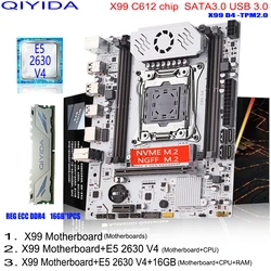 QIYIDA X99 Motherboard Set Kit With LGA2011-3 Xeon E5 2630 V4 CPU DDR4 16GB REG ECC memory X99 C612chip NVME M.2