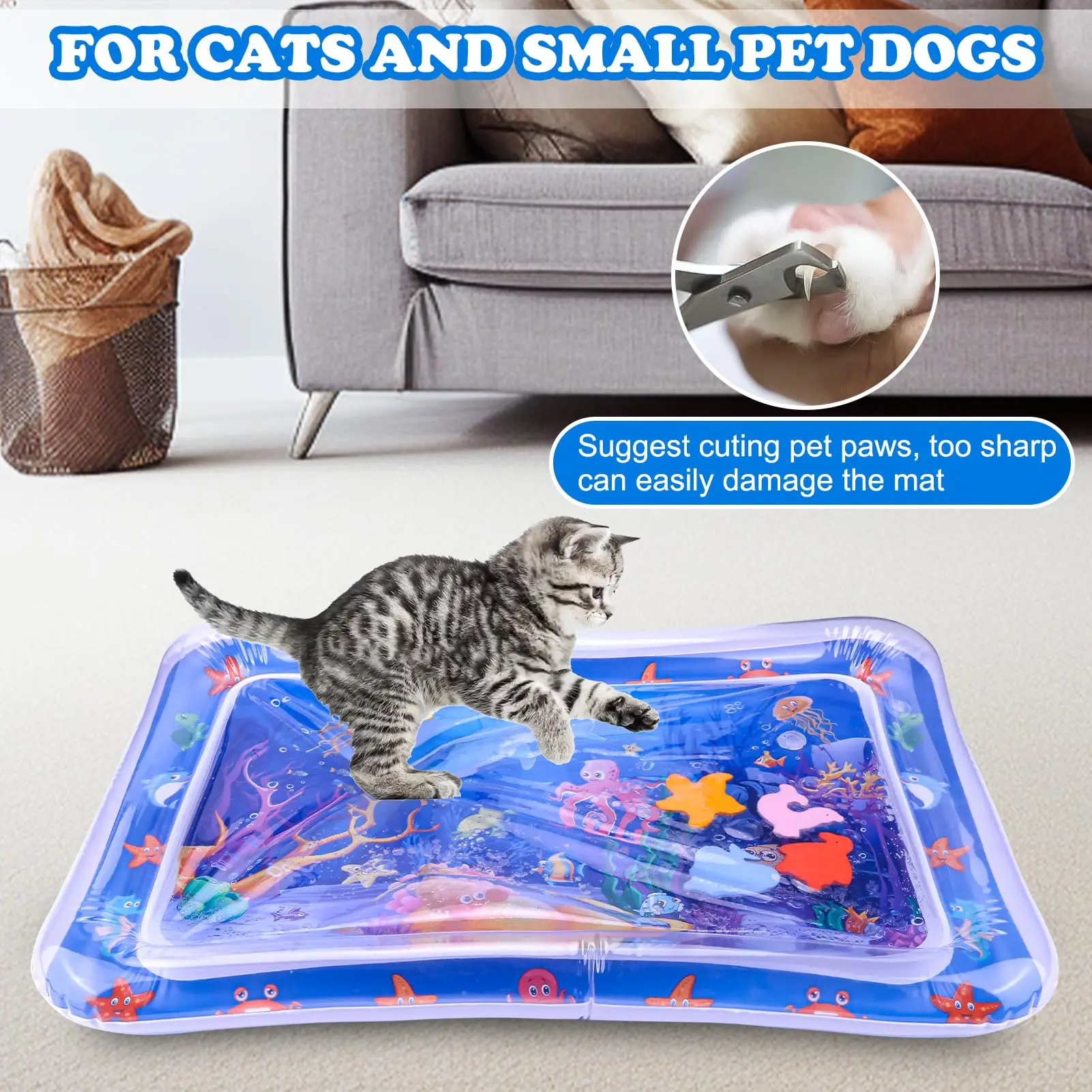 Sensory Water Mat Thickened Sensor Inflatable Water Mat  Cat Mat Pet Supplies Cleaning Cooling Mat Summer Cat Pets Accessories