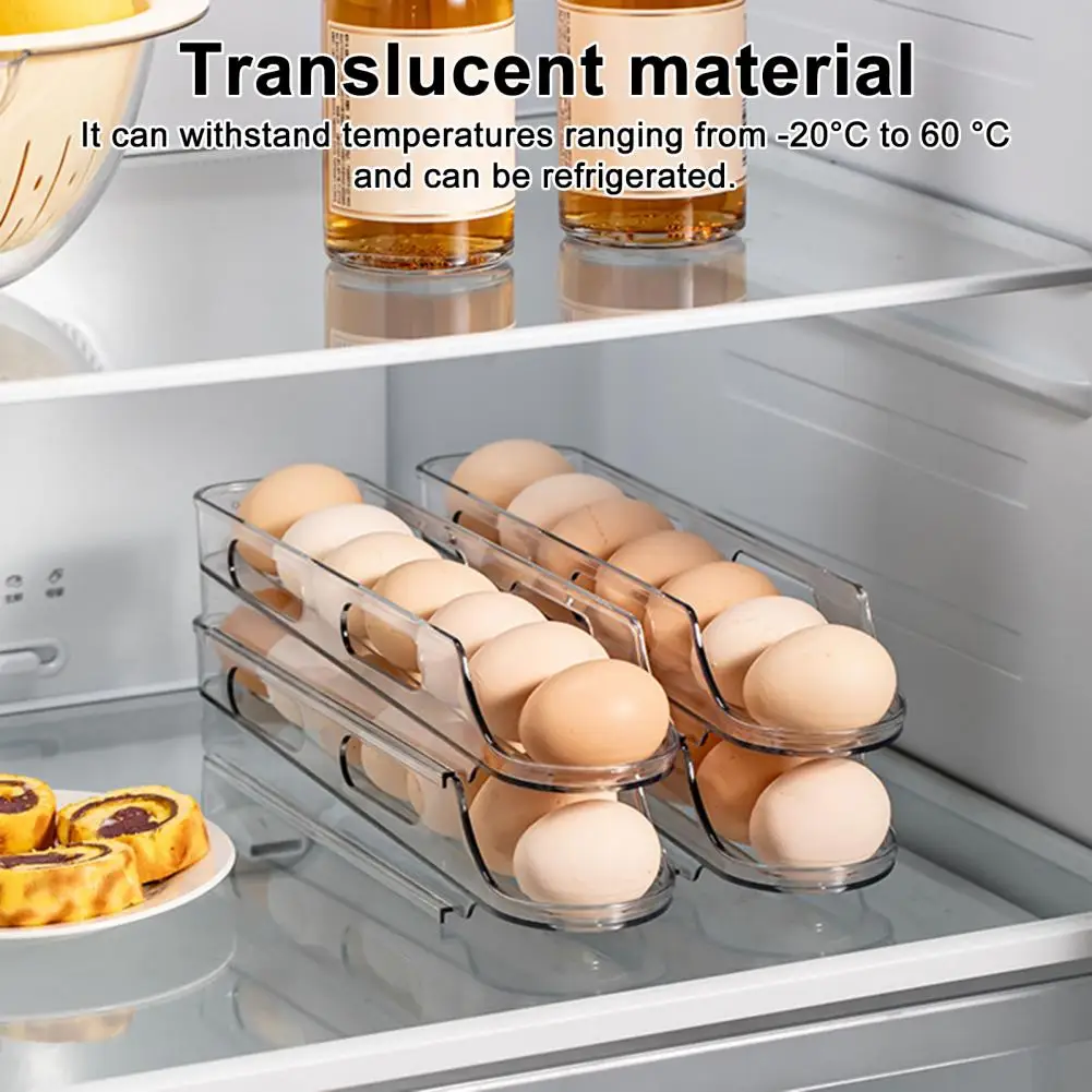 Kitchen Egg Organizer Automatic Rolling Egg Storage Rack Capacity Refrigerator Organizer Transparent Design Egg for Kitchen