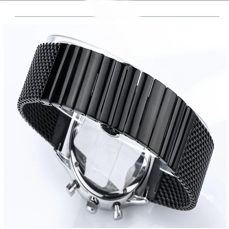 Watchband Milanese Mesh Strap for Portofino Stainless Steel Solid Strap Double Push Butterfly Buckle Bracelet 18 20 22 24mm