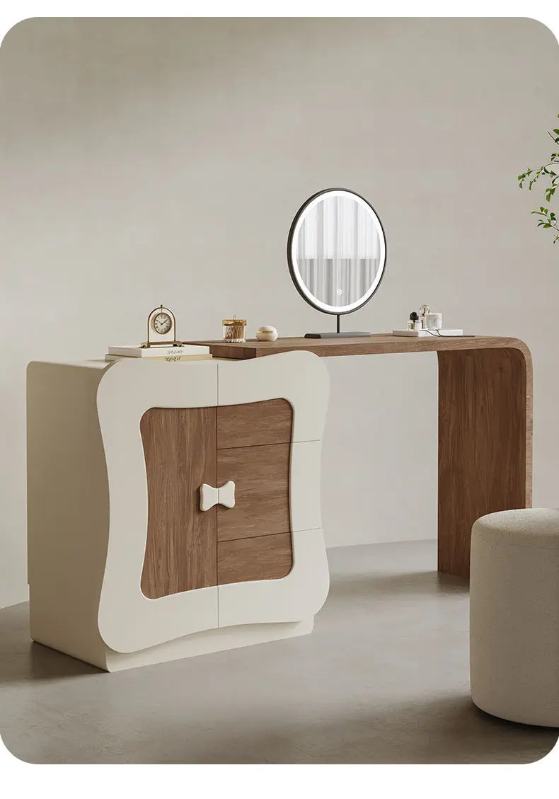 無垢材のドレッサー レトロな雰囲気 寝室 モダン シンプル 小さなアパート ドレッサー チェスト一体型