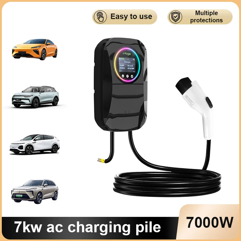 

Зарядная станция для электромобилей 7 кВт, тип 2, настенное зарядное устройство переменного тока для дома, для Tesla/Nissan/BMW/VW/BYD