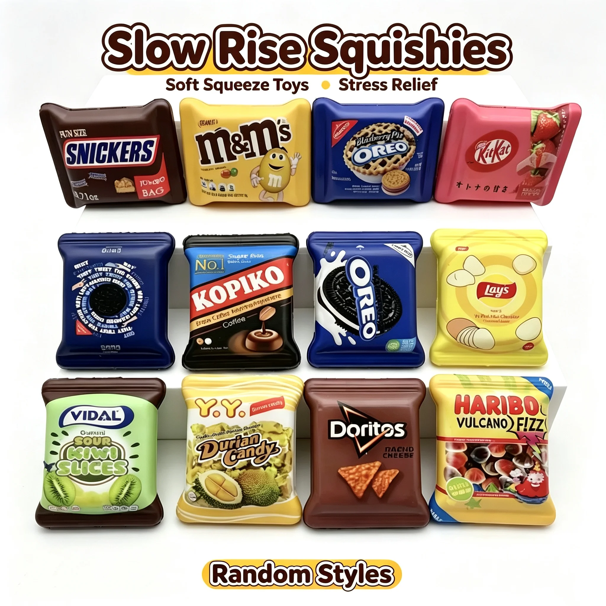 12PCS Mini Realistic Snack Bucket Snacks Squishy Toy Slow Rising Soft PU Fidget Squeeze Toy Stress Reliever Office Desk Decor