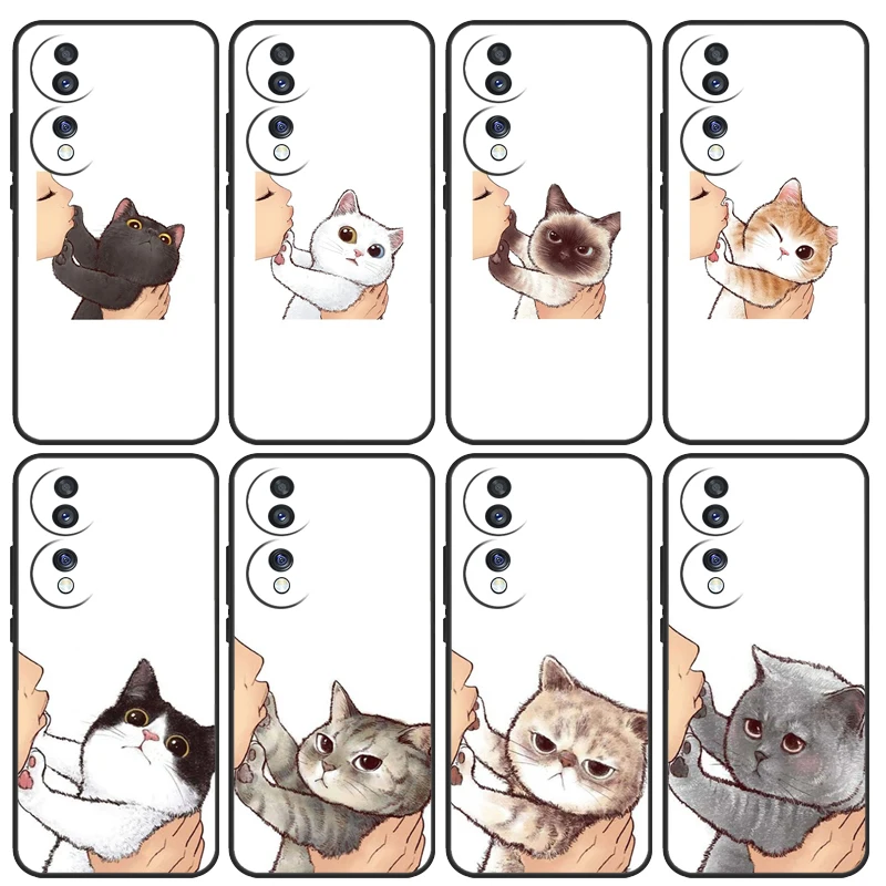 Kiss Cat Cute Kitten Cartoon Case For Honor 90 Lite 70 50 Magic 5 Pro 9X 8X Cover For Honor X8a X9a X7a X6a X7 X8 X9 X9b