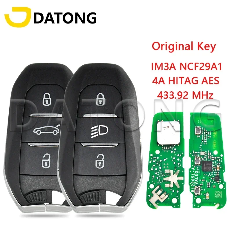 

World Car Remote Control Key Datong For Peugeot 508 5008 2020 2021 4A HITAG AES IM3A NCF29A1M 433.92MHz Original Promixity Card