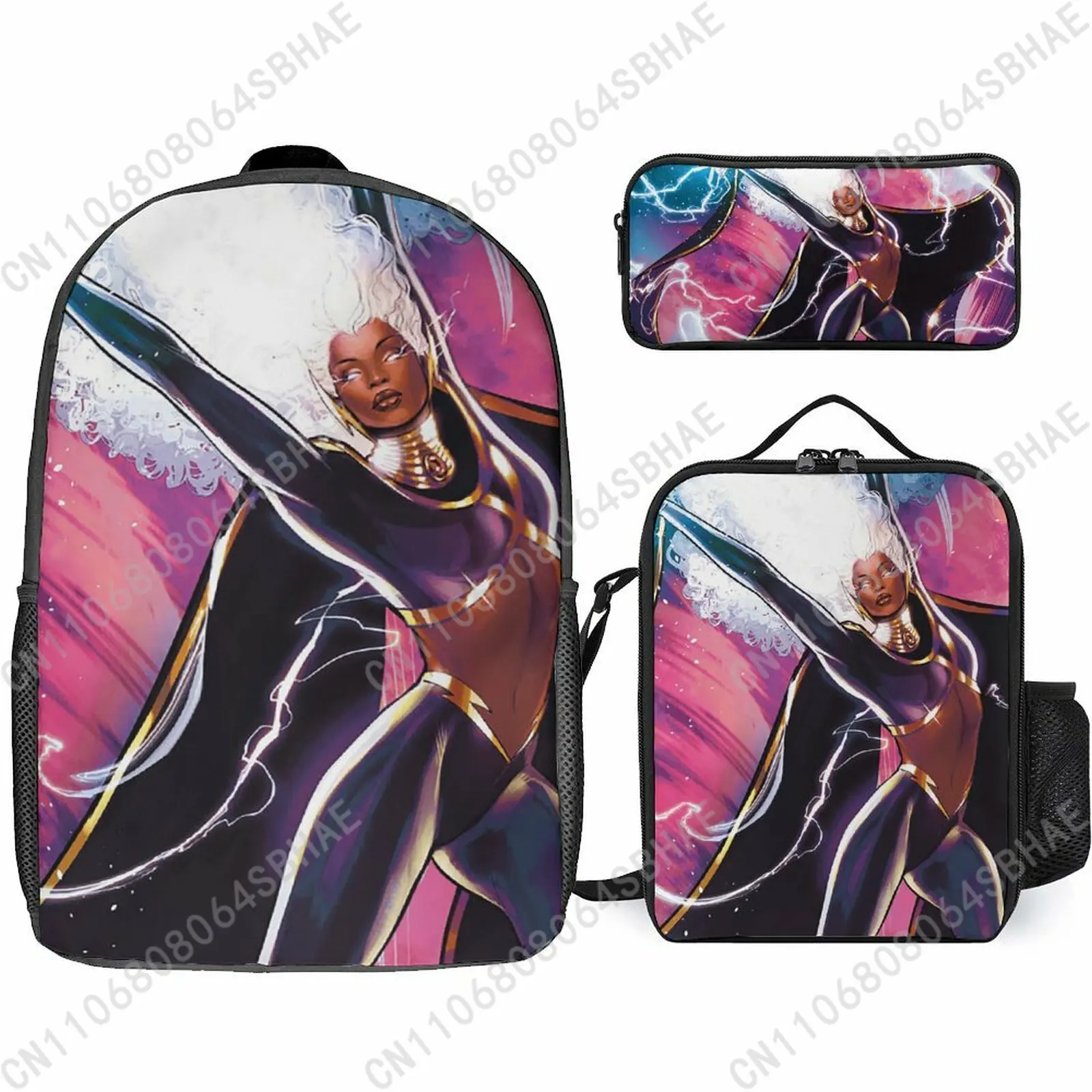 

Marvel Storm School Backpack For Teen Middle High School Students 3Pcs Bookbag Lunch Tote Bag Pencil Pouch Cosplay