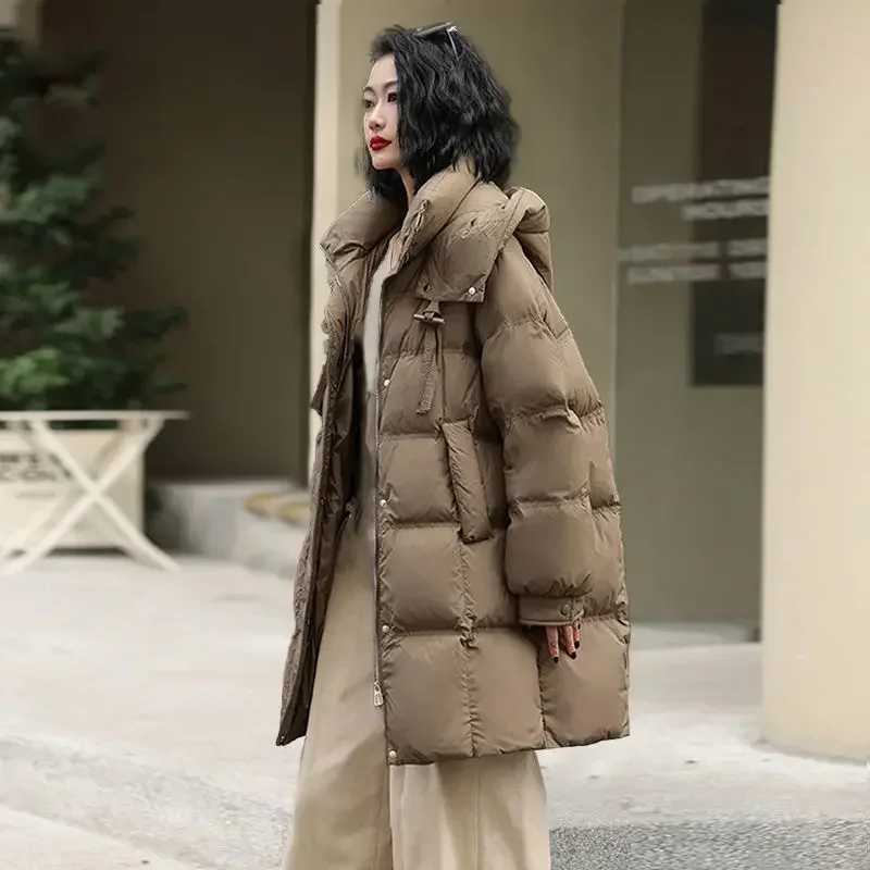 Winter Women\'s Clothing Trend Quilted Jacket Warm Hooded Parkas Design Korean Windproof Cotton-padded Jacket Puffer Jacket Black