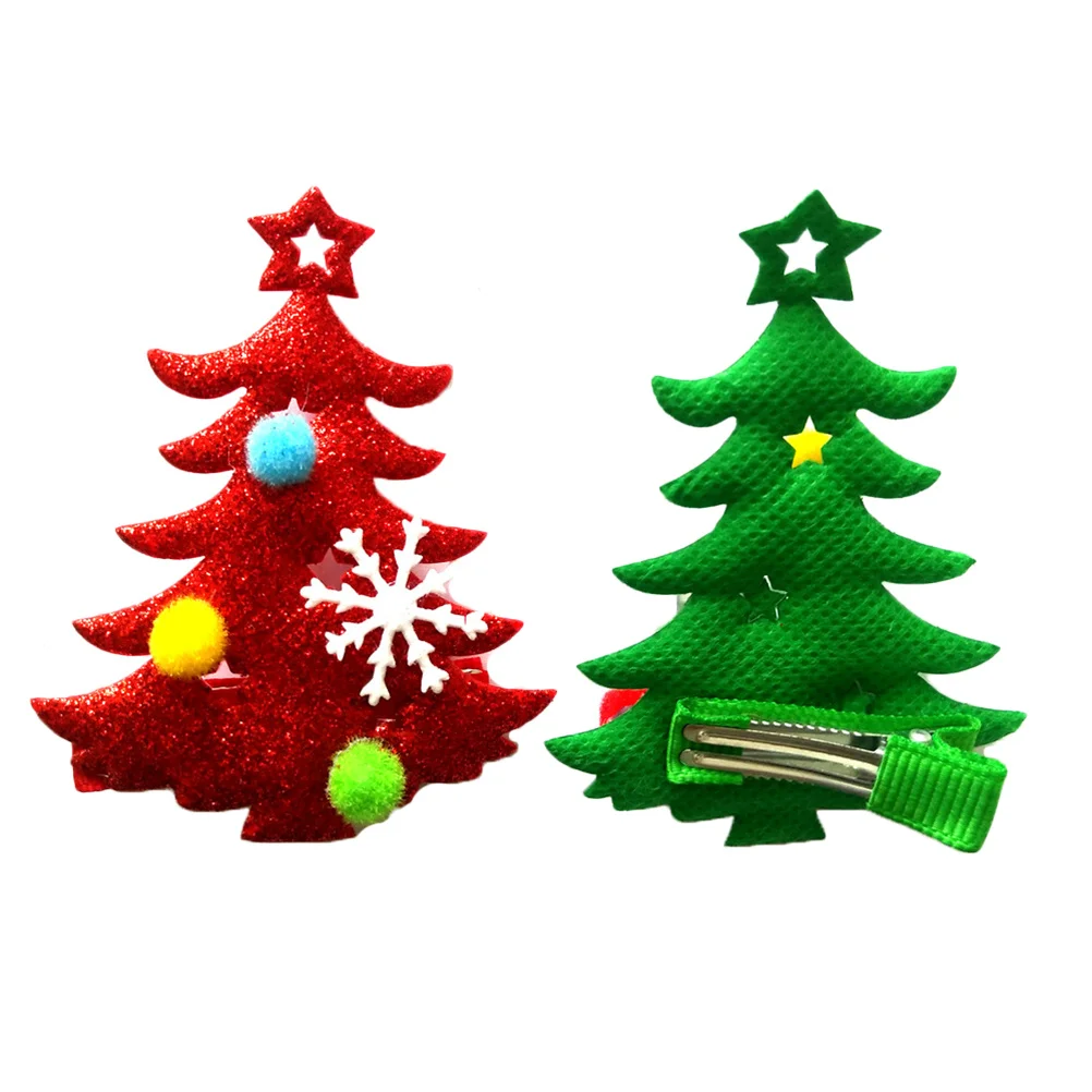 

10Pcs Christmas Tree Shape Pet Hair Clips Metal Dog Cat Barrette Decorative Headdress for Puppies Adult Pets Pet Hair Clips