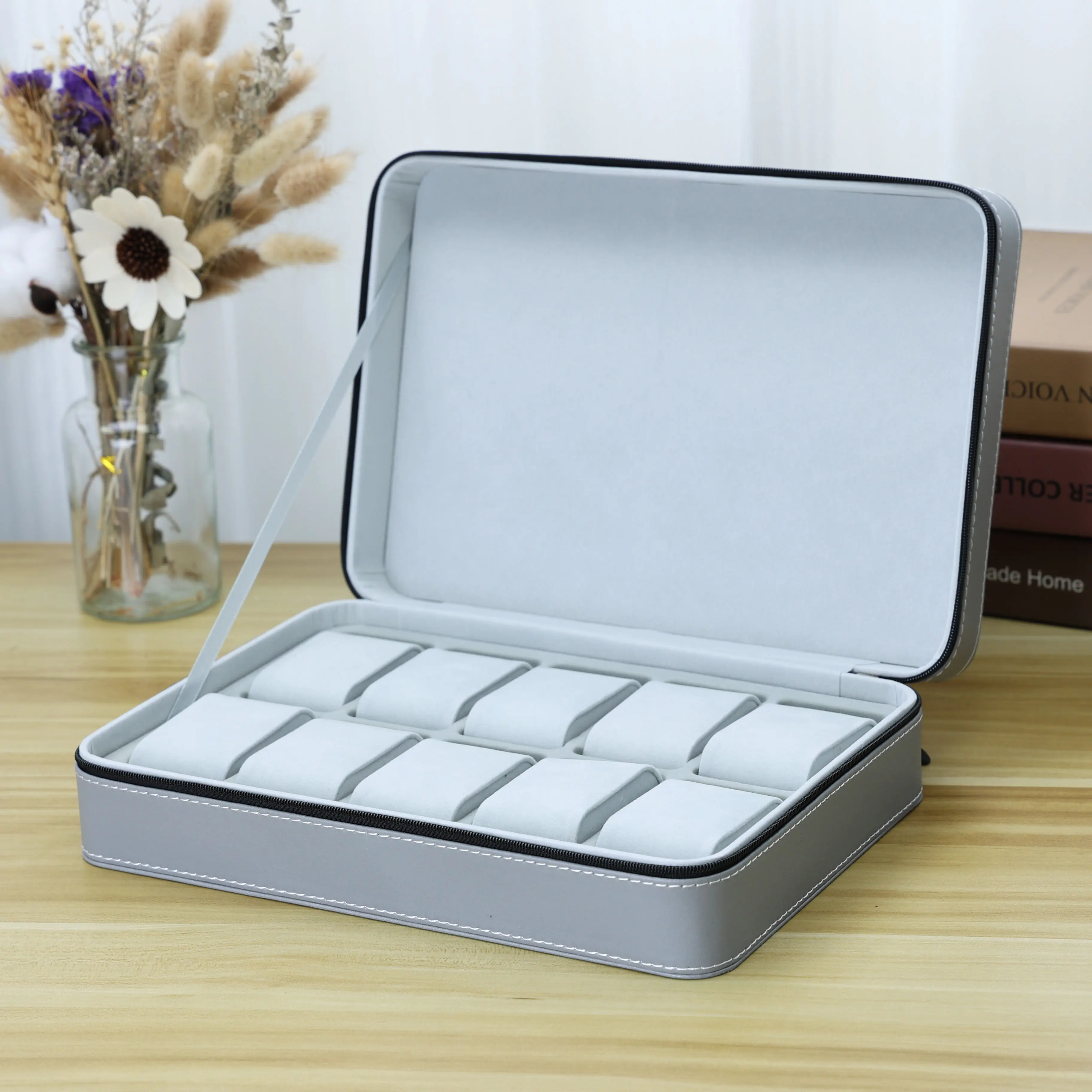 

6/10/12 Watch Storage Organizer -Portable Watch Box with Zipper for Men Women - Gift for Friends - Holiday Present -