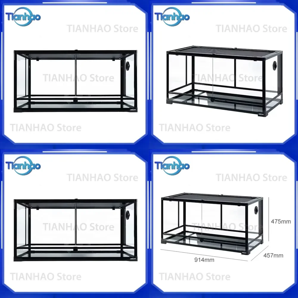 50 Gal 189 L Reptile Jar with Full Glass Side for Custom Reptile Habitat Black Reptile Container Cage