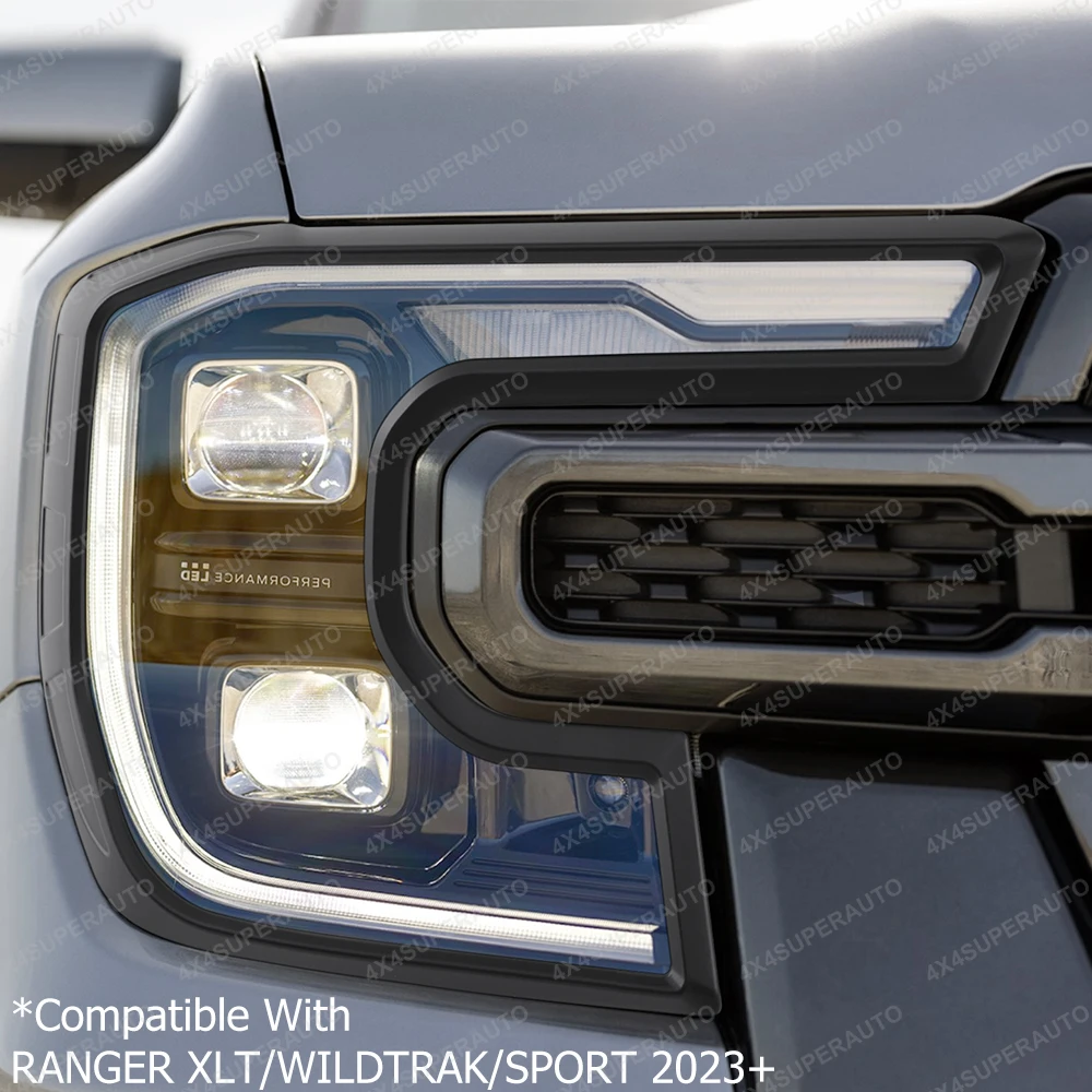 Cubierta protectora de faros delanteros LED para FORD RANGER 2022 2023 T9 Next Gen WILDTRAK SPORT XLT XL XLS