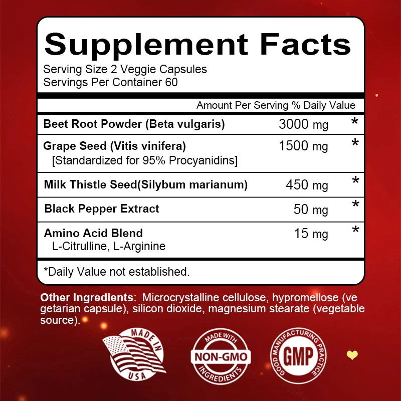 Organic Nitric Oxide Booster Beetroot Powder Capsules Cycle Superfood, Natural Energy