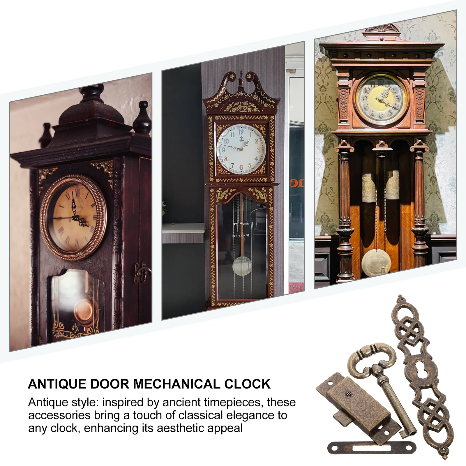 

Vintage Clock Door Hardware Golden Zinc Alloy Handles Nautical Wall Metal Cylinder DIY Floor Standing Mechanical Key