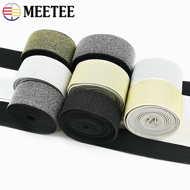 

8M 10-50mm Nylon Elastic Band WaistBand Glitter Rubber Bands Soft Stretch Tapes Garment Decor Belt Sling DIY Sewing Accessories
