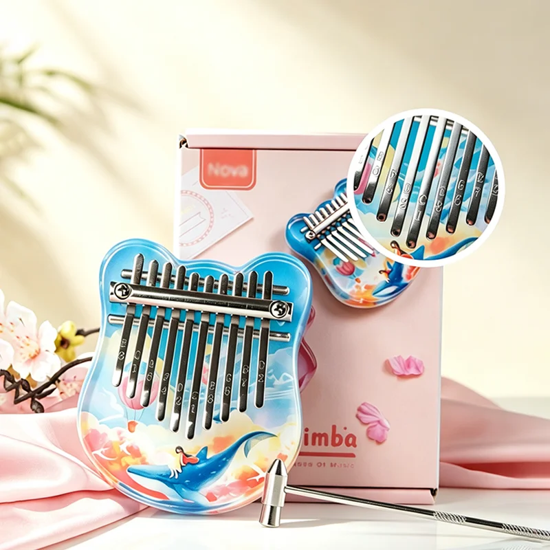 Kalimba Thumb Piano, 10‑Note Acrylic Folk Plucked Musical Instrument, Suitable for Gift & Personal Use