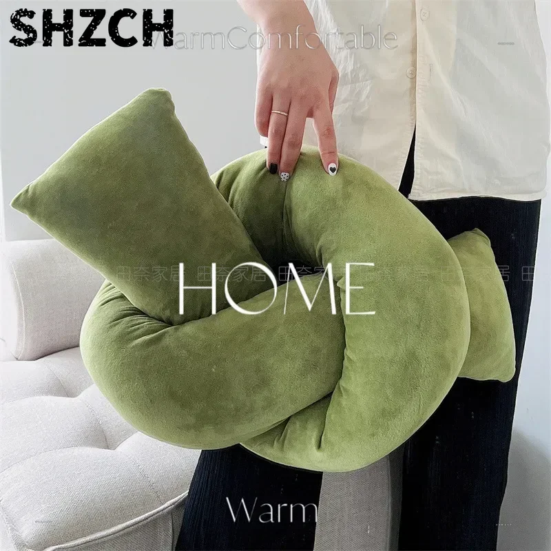 MOMO Ins Scandinavian Twisted Knot Shaped Knot Waist Soft Sofa Cushion Sleeping  Bedside Bolster