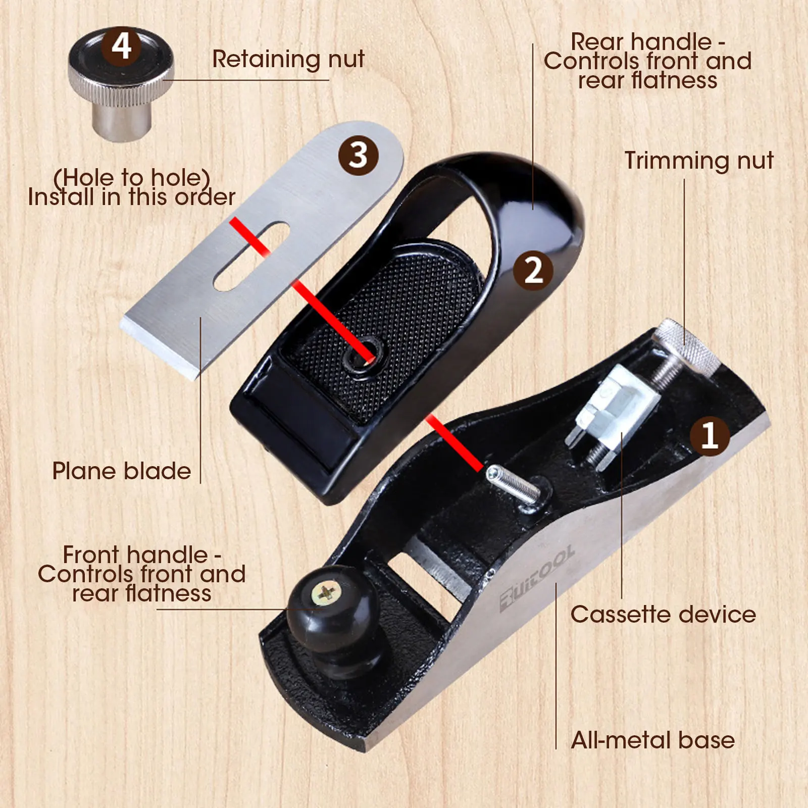 Carpenter Precision Smoothing Wood Plane Mini Metal Handheld Planer Trimming Flat Bottom Edge DIY Hand Planer Edge Corner Plane