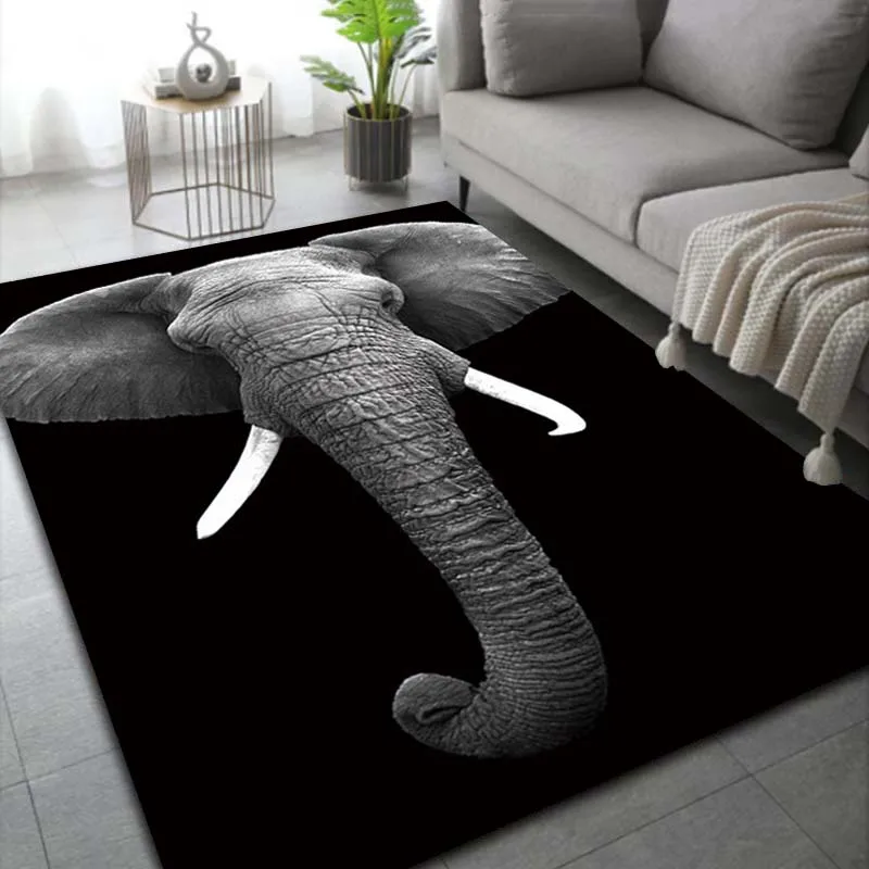 LARGE SIZE African Elephant Carpet Animal Rugs for Living Room Bedroom Dining Kitchen Office Bathroom Non-Slip home Decor Carpet