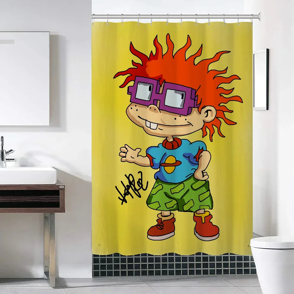 Rugrat Bathroom Shower Curtain Waterproof Fabric Bathroom Curtains Bath Folding Partition Accessories Bedrooms Things the Set