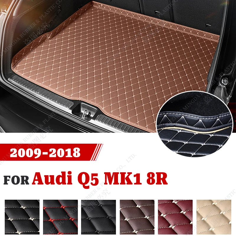 Car Trunk Mat For Audi Q5 MK1 8R  2009-2018 10 11 12 13 14 15 16 17 Boot Mats Custom Auto High Quality Leather