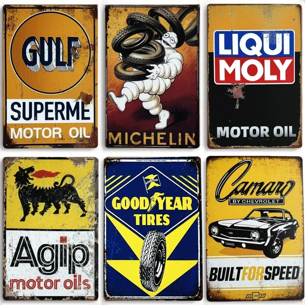 Vintage Agip Ngk Motor Oil Gas Racing Metal Tin Sign Art Poster Iron Plates Garage Bar Pub Club Man Cave Home Decor Wall Decor