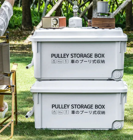 Outdoor Camping Storage Box, Portable Plastic Organizer with Lid, Dustproof Multi-Purpose Utility Crate for Car & Gear