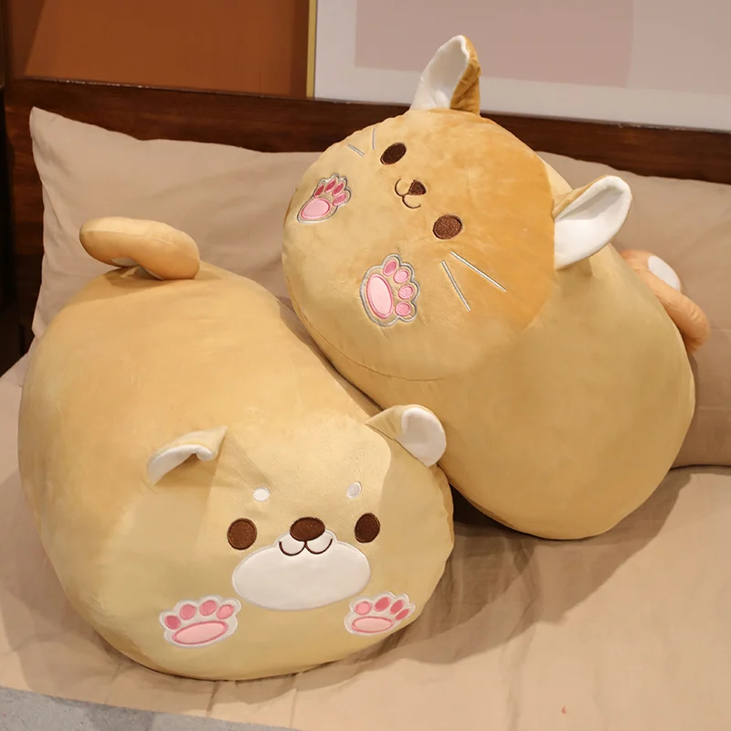 

70CM Lovely Cat &Japanese Shiba Inu Dog Plush Pillow Stuffed Animal Dolls Great Sleeping Cushion Throw Pillow for Kids