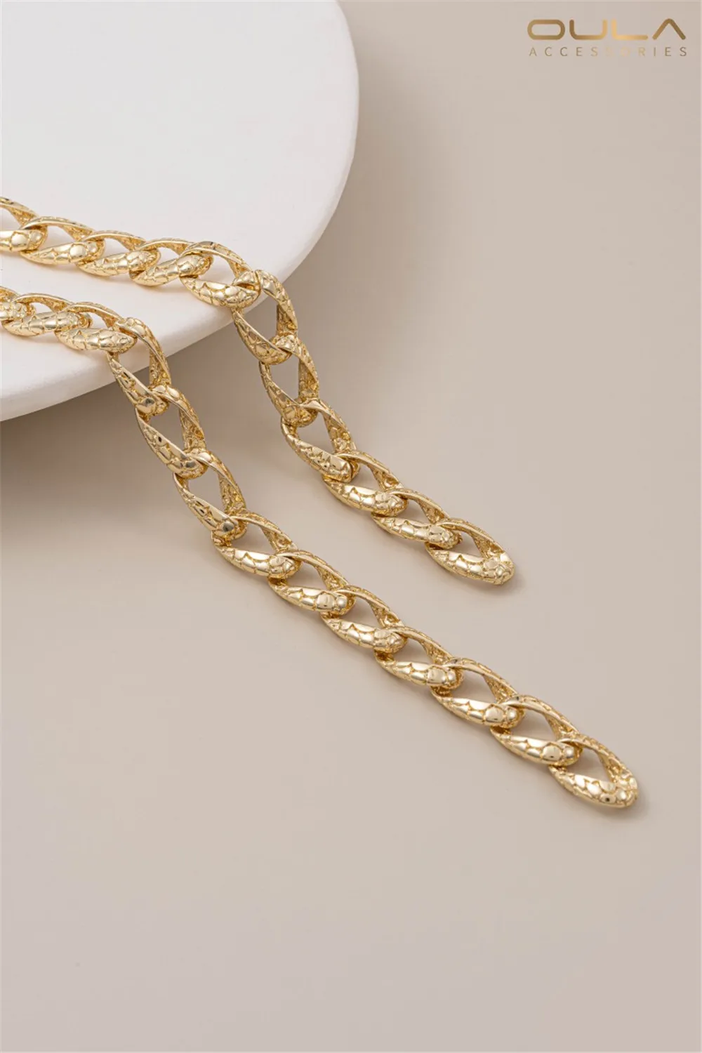 14K حقيقية الذهب جلد الثعبان الكوبية سلسلة الخام الرجعية الأفعى نمط DIY اليدوية قلادة سوار سلسلة فضفاضة