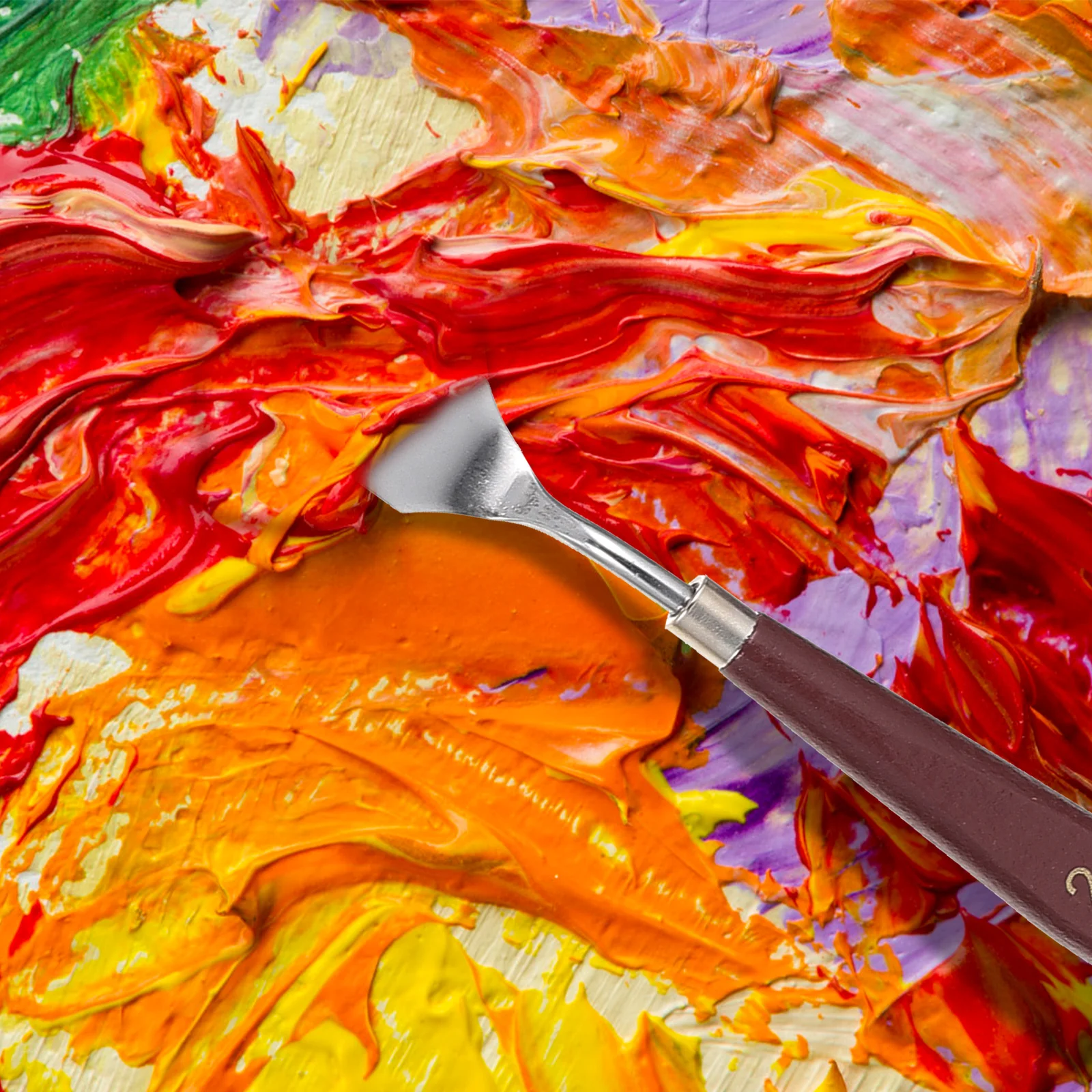 

1 Set Painting Mixing Scraper Art Supplies Oil Painting Spatulas Color Stirring Shovels Wood Handle Stainless Steel Tools For