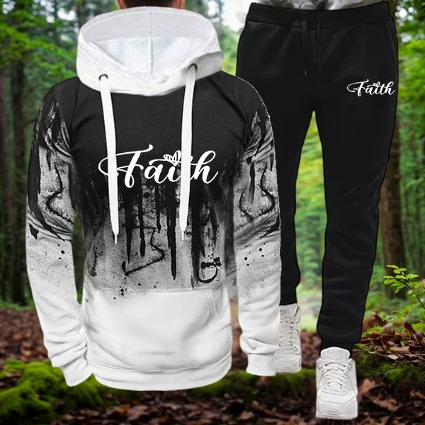 Splash Ink Sweatshirt Unisex Suit Two-piece Set of Two Pieces for Men Man Pants Sets Men's Sweat-shirt Set Men's Autumn Clothing