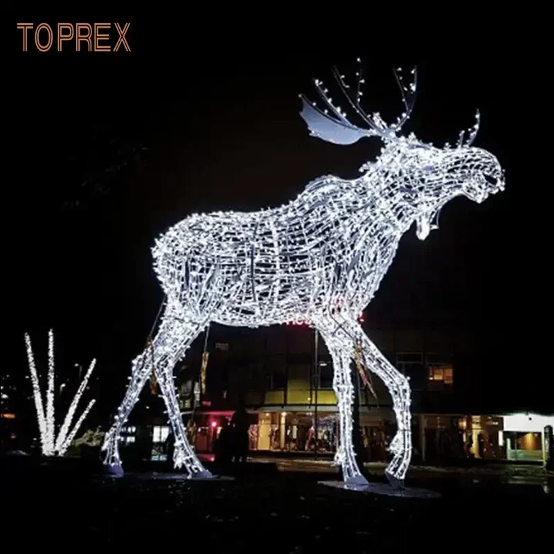 Giant Bright White LED Lighted Motif Large Big Christmas 3D Reindeer Standing Light for Outdoor Home and Holiday Decoration