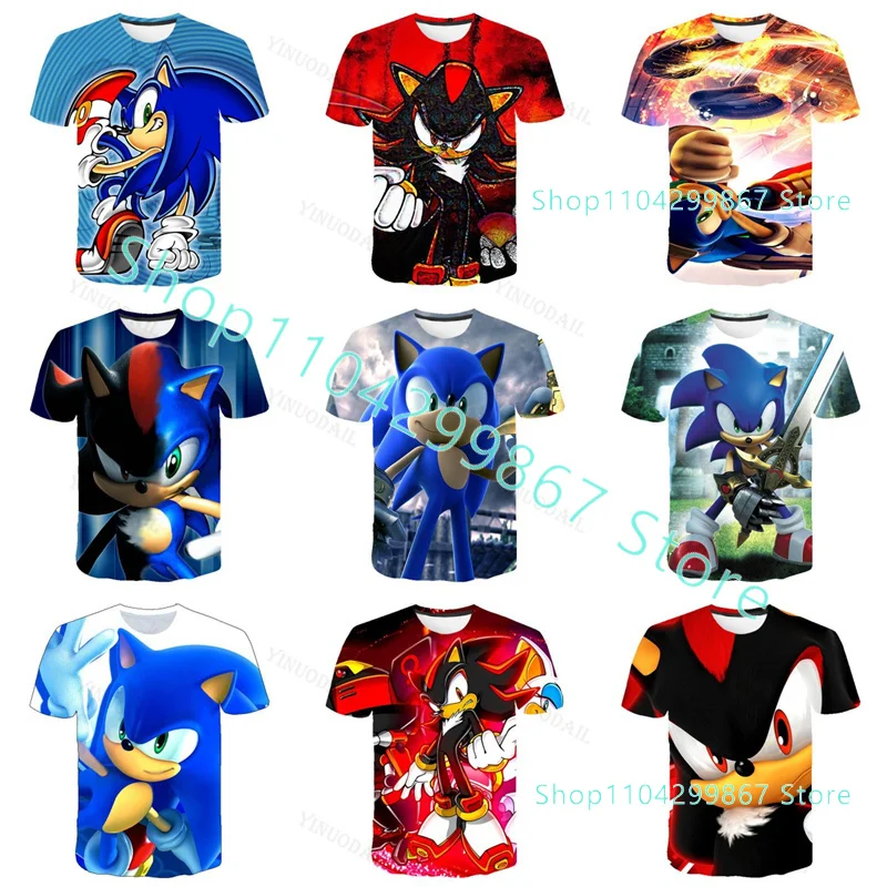 Летняя футболка Sonic The Hedgehog с Эми Роуз, футболка из фильма про Шэдоу, 3D-костюм для косплея для мальчиков и девочек, футболки для детей, подарок на день рождения.