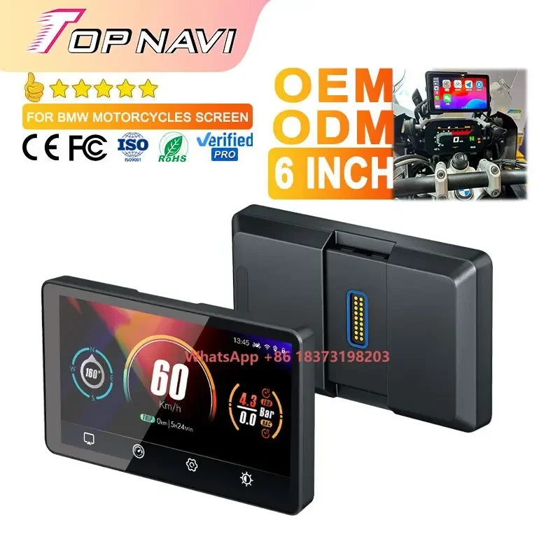 

6" IPS Touch Screen Waterproof TMPS Anti-shake Wireless Carplay Android Auto Gps Navigator Motorcycle 6 Inches for R1200gs