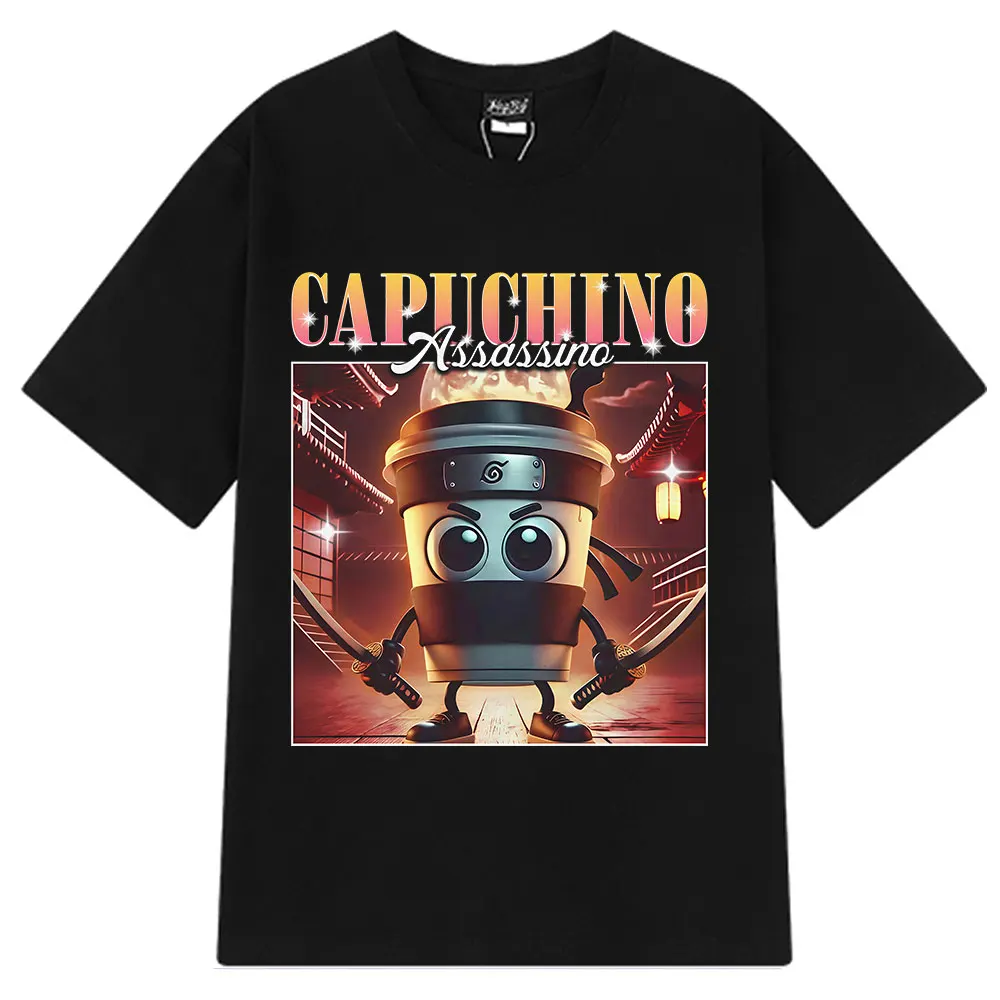 

Cappuccino Assasino Funny Italian Brainrot Meme Graphic T Shirt Unisex Clothing Fashion T Shirts Summer Cotton Loose T-shirts