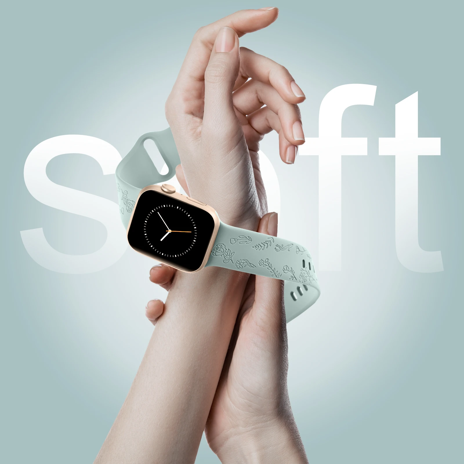 Ремешок силиконовый для Apple Watch 9 8 7 6 5 4 3 SE, мягкий браслет для IWatch Ultra 49 мм 45 мм 41 мм 40 мм 44 мм 38 мм 42 мм