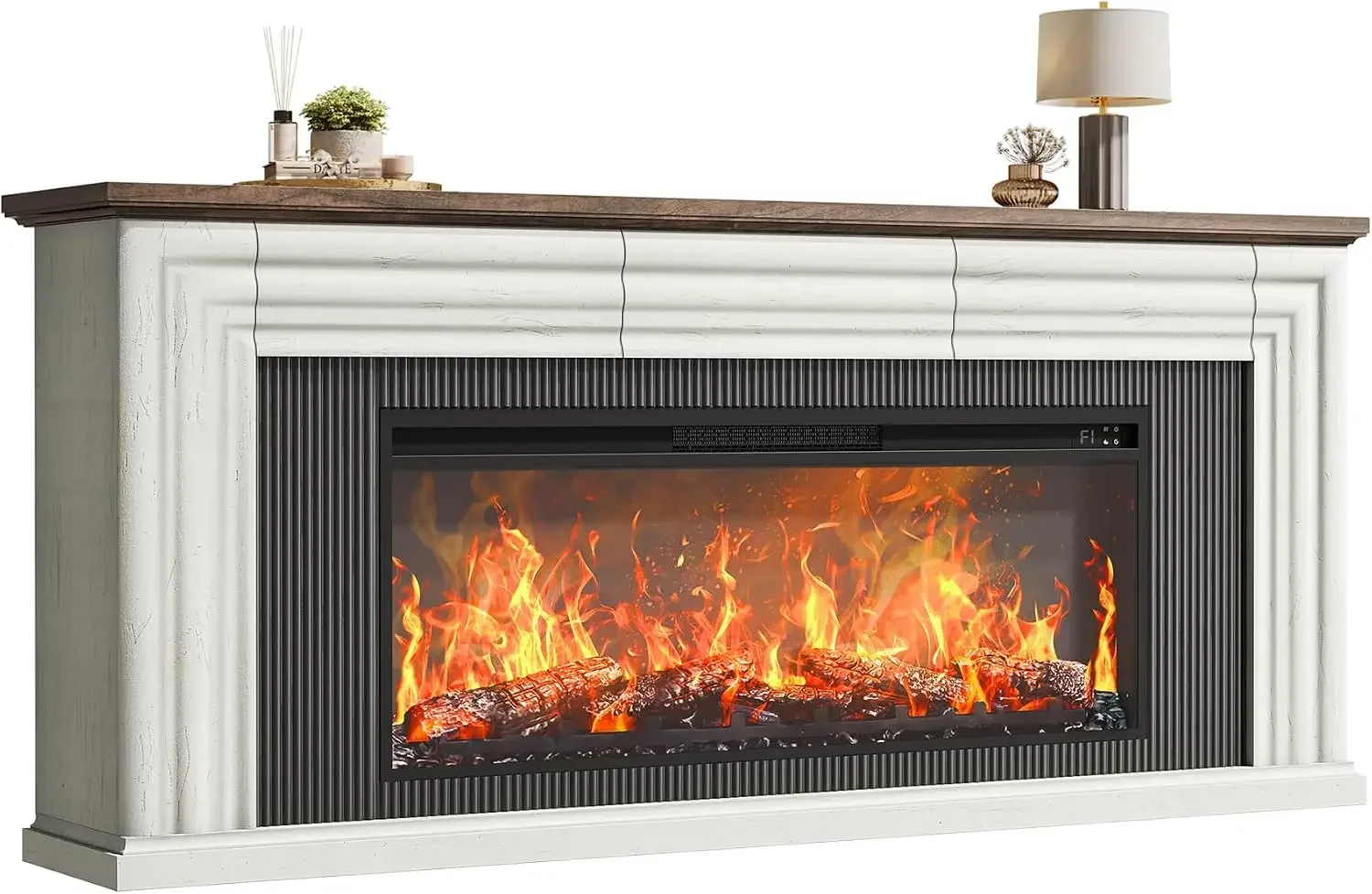 70'' Fireplace TV Stand with 42'' Electric Fireplace, Farmhouse TV Stand for 65 75 Inch TV, Entertainment Center TV Console