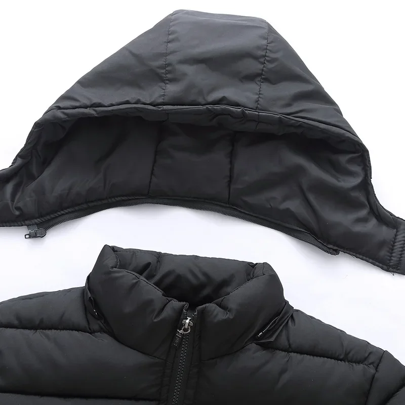 Men New Autumn Winter Warm Puffer Down Jacket Hooded Coat  Detachable Hat Ultralight Coat 2023 Spring Winter Size 3XL