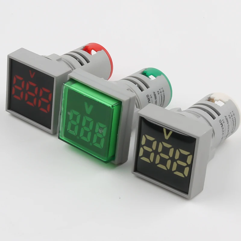 Mini Voltage Meter 22MM AD16 AD16-22VMS Type AC 20-500V LED Digital Display AC Square Voltmeter Indicator Light/Pilot Lamp